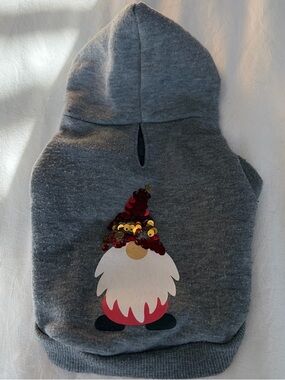 Gray Gnome Hoodie with Sequin Hat